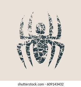 Spider icon. Cracked grunge style icon. Way choosing metaphor