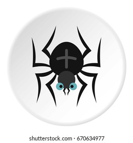 Spider icon in flat circle isolated vector illustration for web