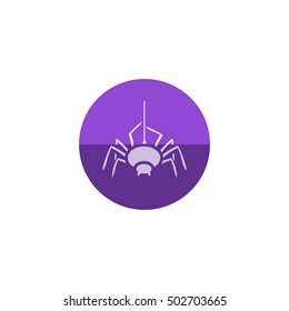 Spider icon in flat color circle style. Animal arachnid spooky Halloween