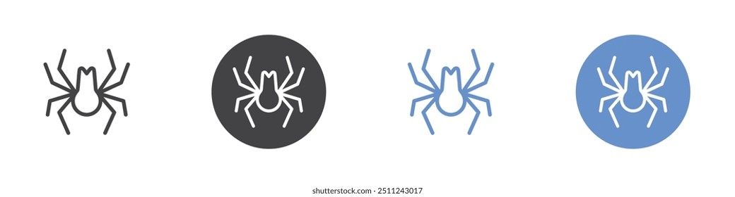Spider icon Flat set in black and white color