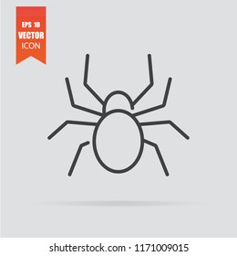Spider icon in flat style isolated on grey background. For your design, logo. Vector illustration.