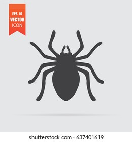 Spider icon in flat style isolated on grey background. For your design, logo. Vector illustration.
