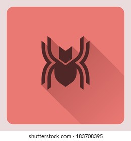 Spider icon, Flat style, vector