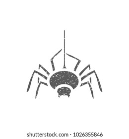 Spider icon in grunge texture. Vintage style vector illustration.