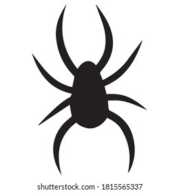 Spider icon for Halloween. Halloween cobweb clipart for stickers, typography, fabric, postcards, game design. Scary elements for decoration. Hand-drawn black spider. Vector insect isolated on white
