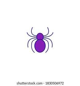 Spider icon. Halloween icon. Simple, flat, outline, color. Filled color icon.