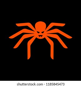Spider icon - Halloween icon vector illustration orange on black background