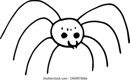 spider icon. hand drawn doodle style. vector, minimalism, monochrome halloween decor