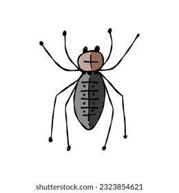 Spider icon, isolated on white. Hand drawn style.