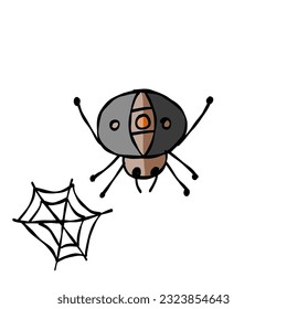 Spider icon, isolated on white. Hand drawn style.