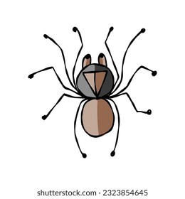 Spider icon, isolated on white. Hand drawn style.