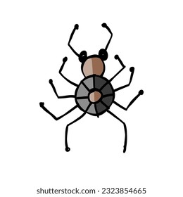 Spider icon, isolated on white. Hand drawn style.