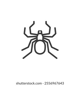 Spider, icon in line design. Spider, arachnid, web, eight-legs, predator, insect, creepy on white background vector. Spider, editable stroke icon