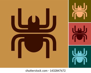 Spider icon logotype design template, Flat style, Color options, Stylized business logo idea, Vector illustration