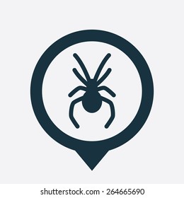 spider icon map pin on white background 