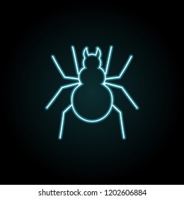 Spider icon in neon style. Simple outline vector of halloween set for UI and UX, website or mobile application