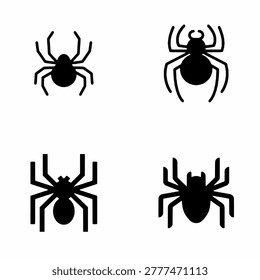 Spider Icon Set Collection in Modern Minimal isolated on White Background