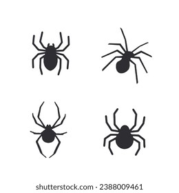 spider icon set isolated on white