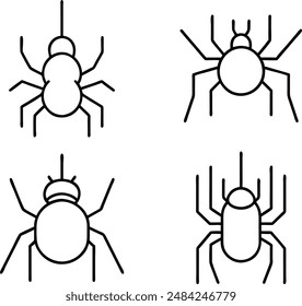 spider icon set. Line Icon. Editable Stroke.