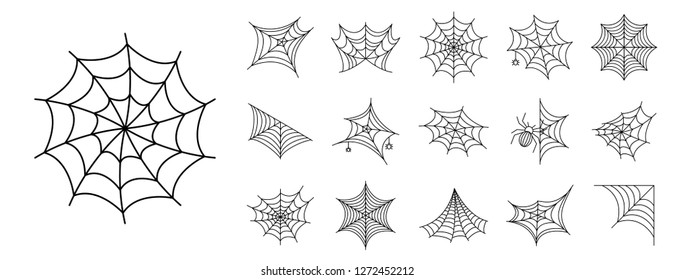 Spider icon set. Outline set of spider vector icons for web design isolated on white background