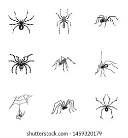 Spider icon set. Simple set of 9 spider vector icons for web design isolated on white background