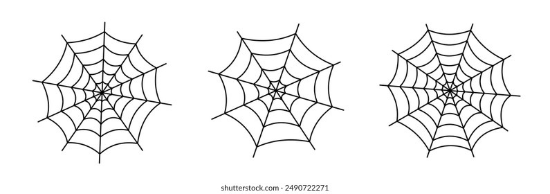 Spider icon set. spider web for Halloween. Outline set of spider vector icons for web design. Vector illustration