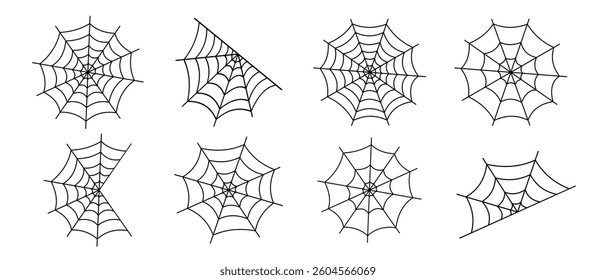Spider icon set. spider web for Halloween. Outline set of spider vector icons for web design. Vector illustration