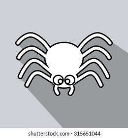 Spider icon with shadow. Flat design vector illustration. Line icon