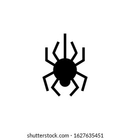 Spider icon symbol in black flat shape design isolated on white background