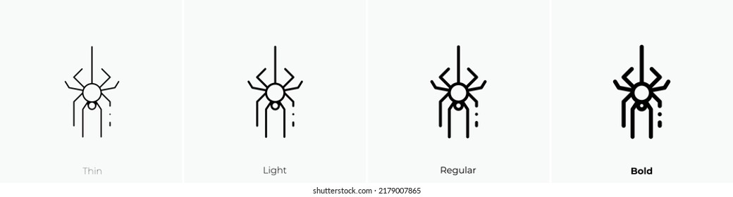 spider icon. Thin, Light Regular And Bold style design isolated on white background