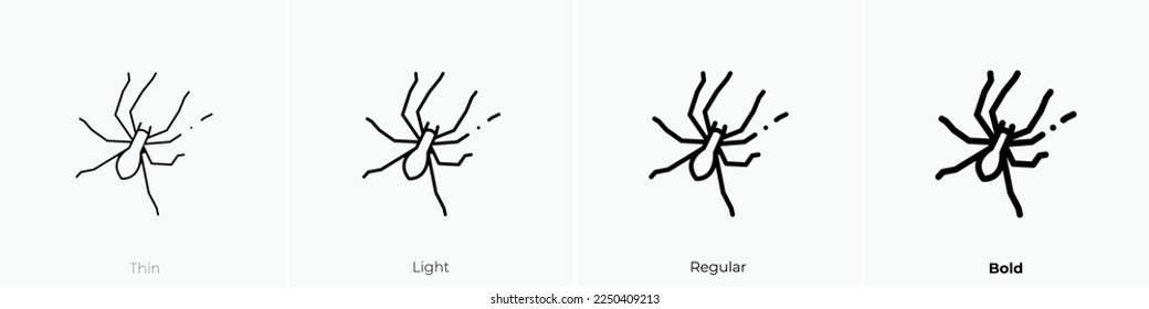 spider icon. Thin, Light Regular And Bold style design isolated on white background
