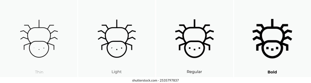 spider icon. Thin, Light Regular And Bold style design isolated on white background