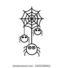 Vector de icono de araña. signo de ilustración de halloween. logo de la web de símbolo cobweb.