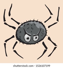 Spider icon. Vector illustration of a scary spider. Spider web hand drawn.
