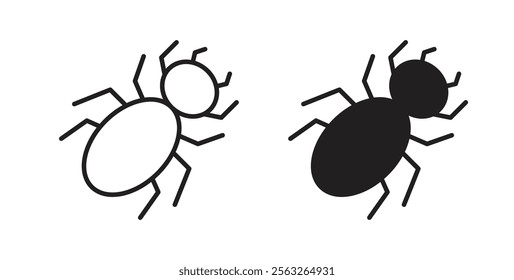 Spider icons in flat and line style set.