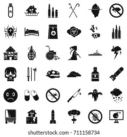 Spider icons set. Simple style of 36 spider vector icons for web isolated on white background