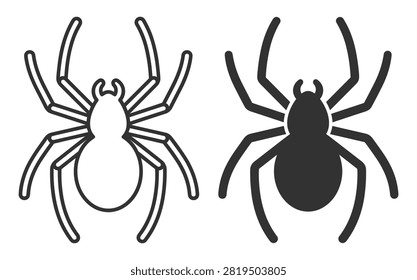 spider icons simple line and solid black insect symbol vector illustration on transparent background