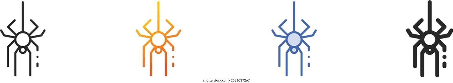 spider icon.Thin Linear, Gradient, Blue Stroke and bold Style Design Isolated On White Background