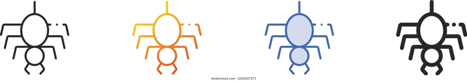spider icon.Thin Linear, Gradient, Blue Stroke and bold Style Design Isolated On White Background