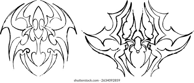 Spider illustration in black square with tribal patterns, great for Halloweenthemed designs, tattoo inspiration, creepy decorations, or arachnidrelated projects