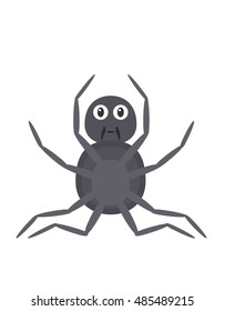 Spider illustration as a funny character. Wild and dangerous animal. Small cartoon creature, isolated object in flat design on white background.