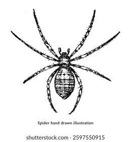 Spider illustration. Spider hand drawn illustration in vintage style. Spider drawing