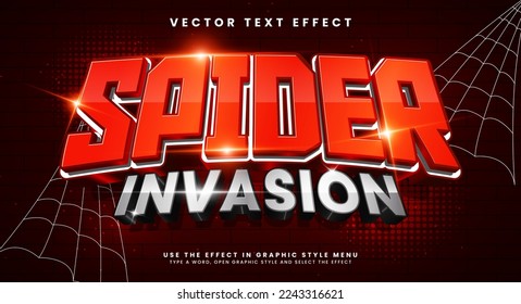 Spider invasion editable vector text effect with luxury concept.