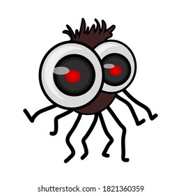 Spider isolated on white background. Funny little Halloween spider with big eyes. Cute cartoon kawaii kids baby character animal. For child halloween banner or poster design. Stock vector illustration