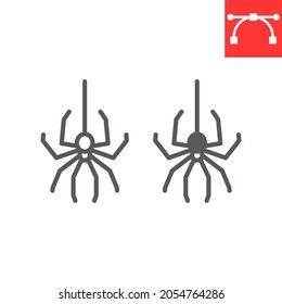 Spider line and glyph icon, arachnid and halloween, spider vector icon, vector graphics, editable stroke outline sign, eps 10.