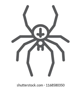 Spider line icon, animal and arachnid, halloween sign, vector graphics, a linear pattern on a white background, eps 10.