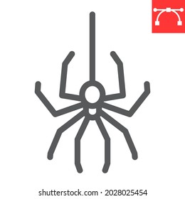 Spider line icon, arachnid and halloween, spider vector icon, vector graphics, editable stroke outline sign, eps 10.