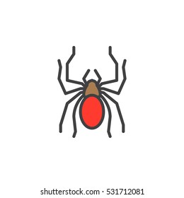 Spider line icon, filled outline vector sign, linear colorful pictogram isolated on white. Symbol, logo illustration