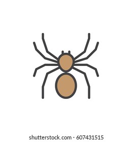 Spider line icon, filled outline vector sign, linear colorful pictogram isolated on white. Symbol, logo illustration. Editable stroke. Pixel perfect