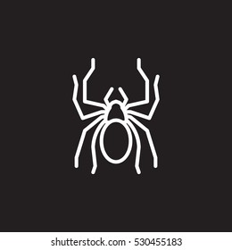 Spider line icon, outline vector sign, linear pictogram isolated on black. Symbol, logo illustration